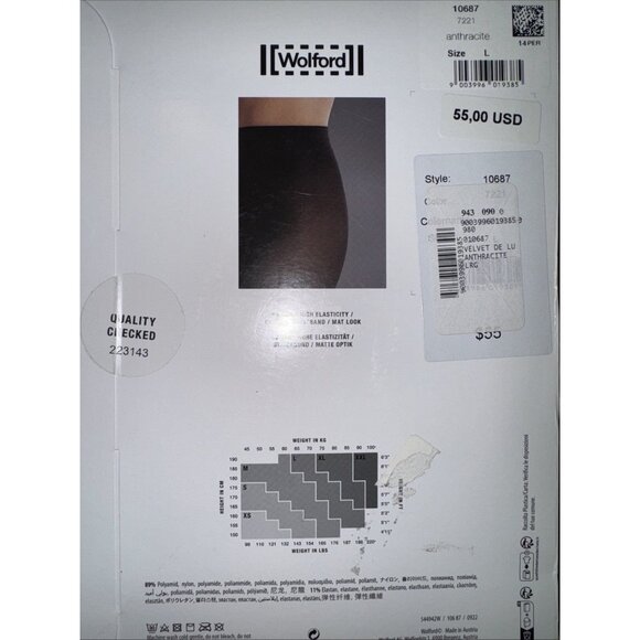 Wolford Velvet De Luxe 50 Tights Color: Anthracite Size: Large 10687 - Picture 3 of 3